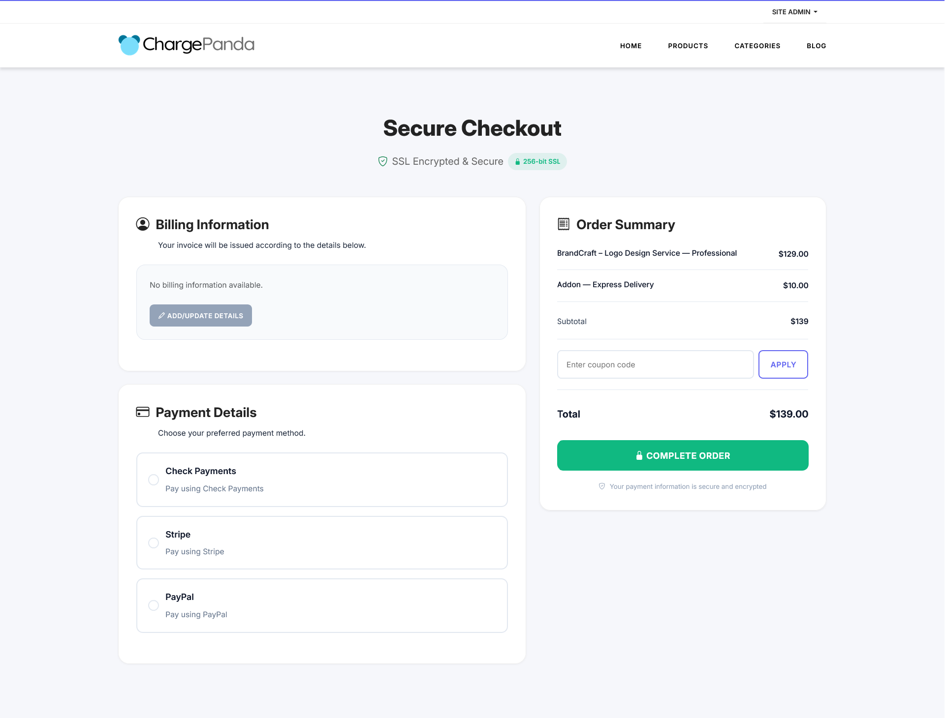 ChargePanda Supported payment providers and offline methods