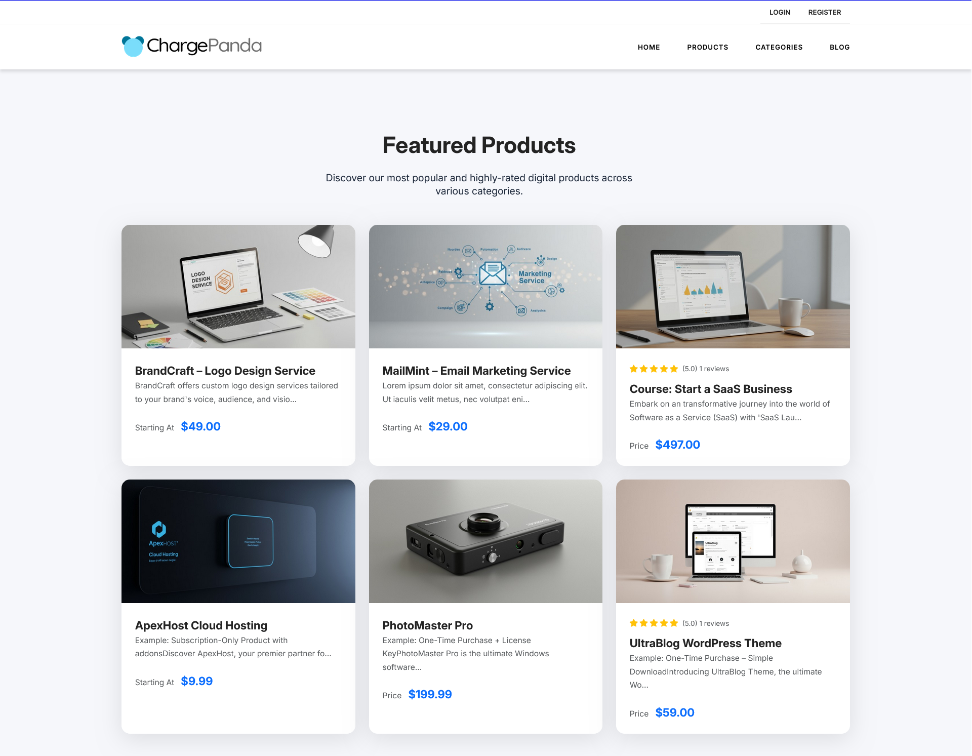 ChargePanda Storefront Home overview