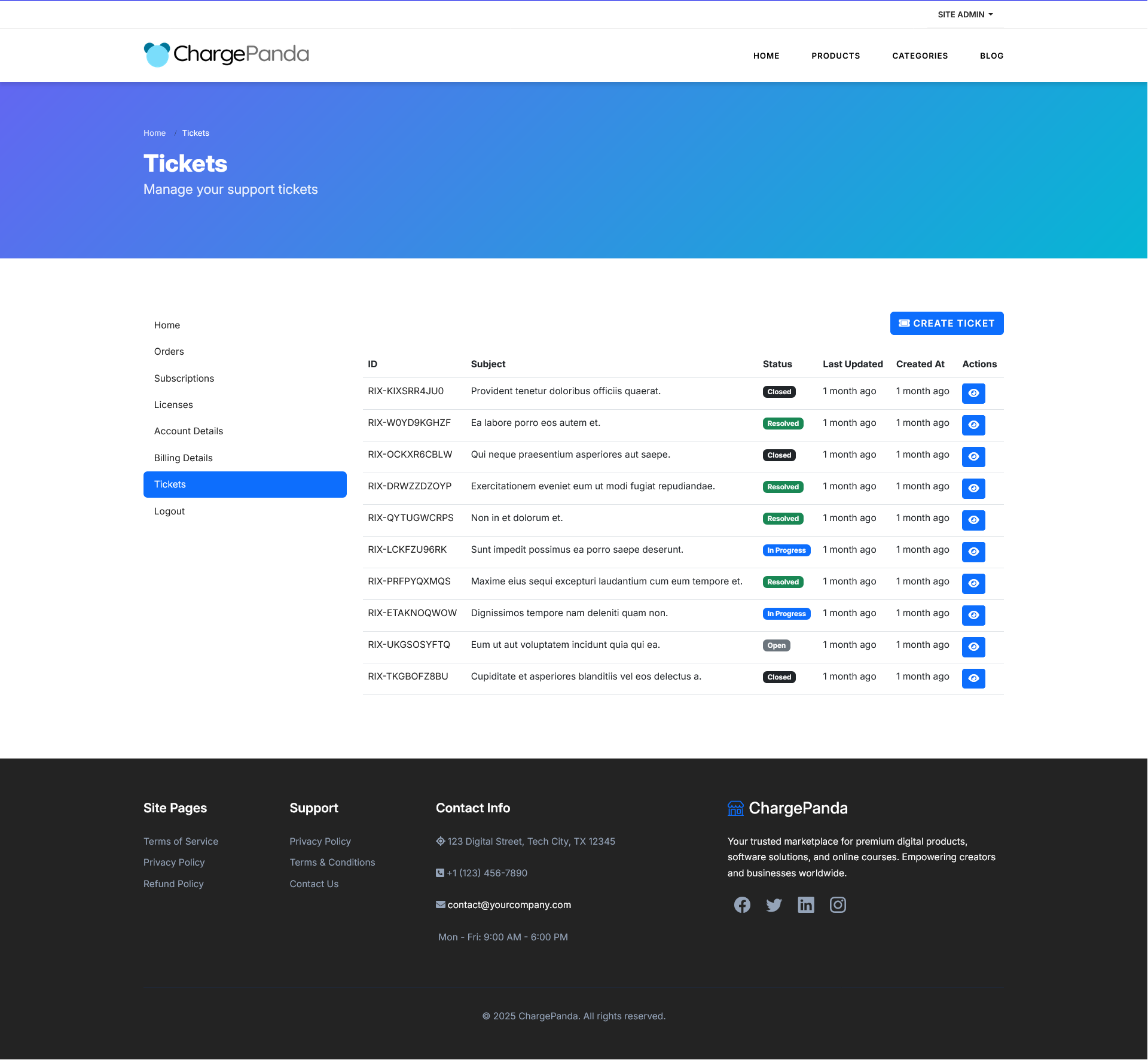 ChargePanda Support ticket conversation view